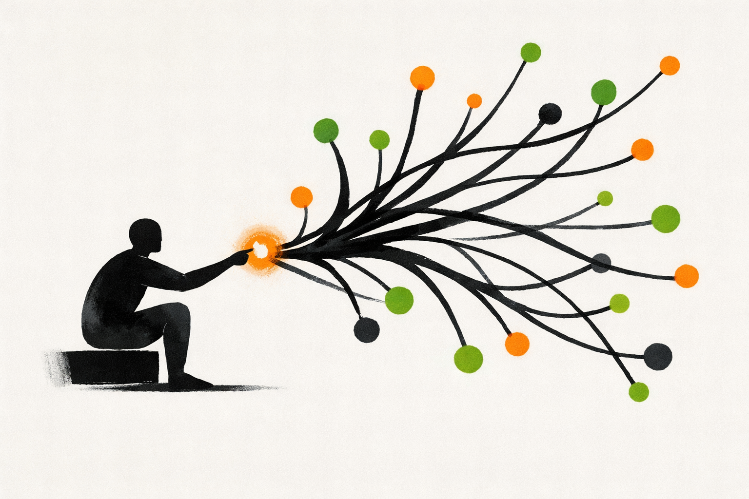 Human Figure Collaborates With Abstract Intelligent Structure