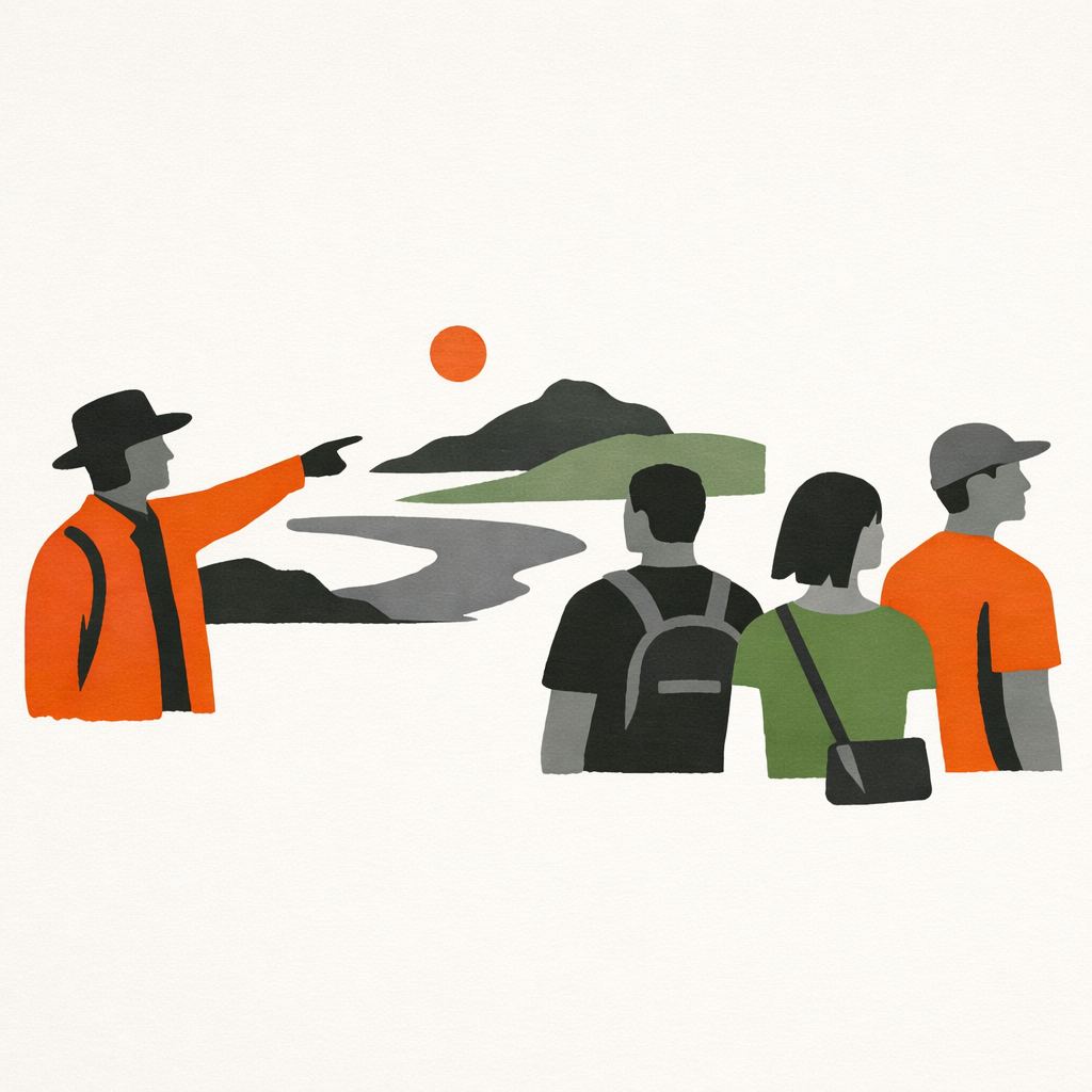 Guide Ignoring Land in Minimalistic Painted Art